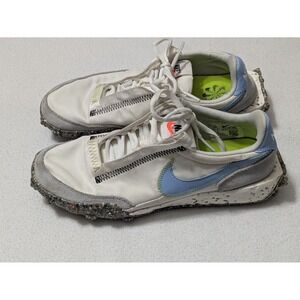 Nike Waffle Racer Crater Shoes Summit White Aqua Gray Women sz 7.5 Running